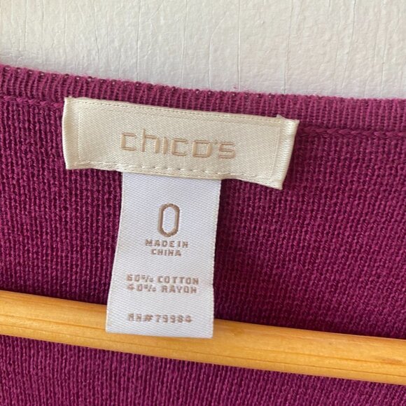 Chicos Cardigan Womens Size XS Chicos 0 Purple Tie Long Line - Picture 4 of 5